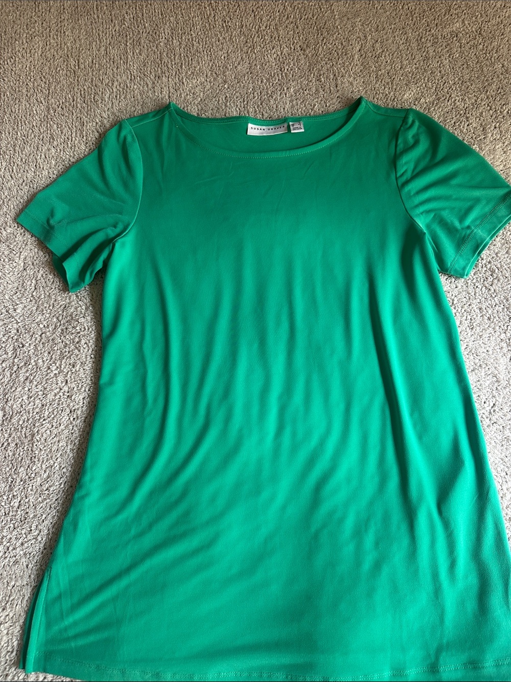 Susan Graver liquid knit top. Size xs, EUC Kelly green.